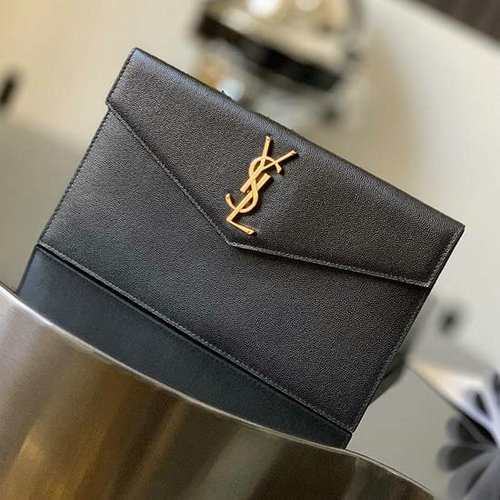 Saint Laurent Pochette Grainée Noir 565739