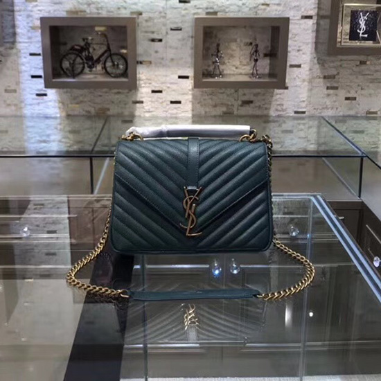 Saint Laurent Sac Bandoulière En Cuir Matelasse Moyen Vert 428056