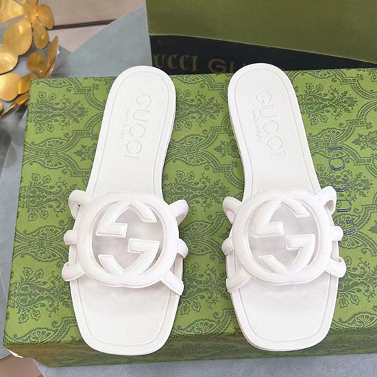 Sandales à Glissière Gucci Entrelacées Blanc 780307