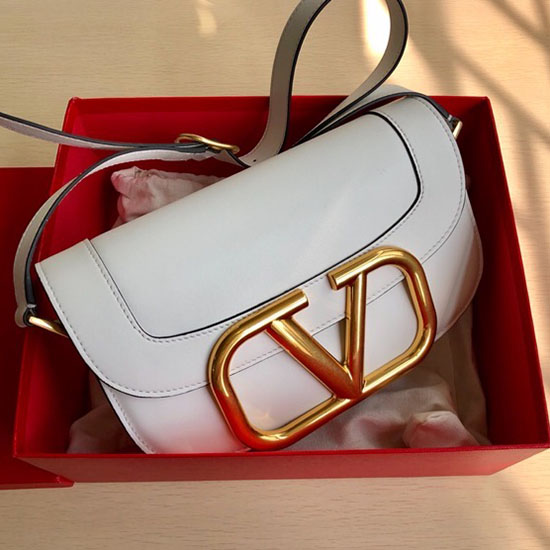 Valentino Garavani Sac Bandoulière En Cuir De Veau Supervee Blanc V07193