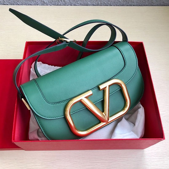 Valentino Garavani Sac Bandoulière En Cuir De Veau Supervee Vert V07193