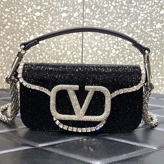 Valentino Loco Petit Sac à Bandoulière Brodé Noir V5032