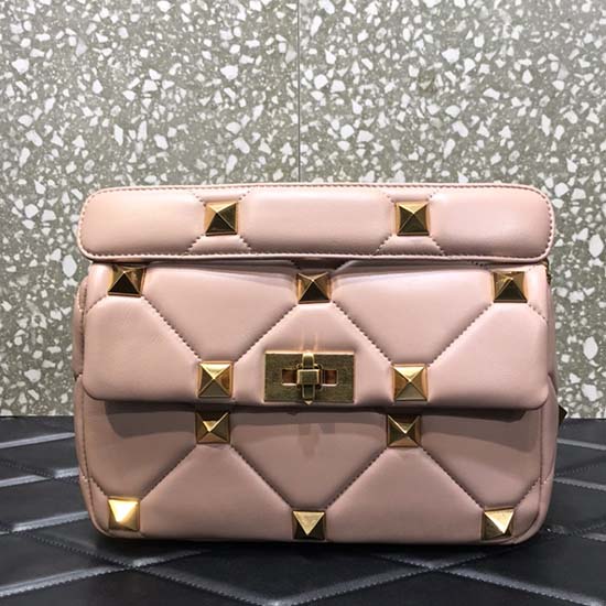 Valentino Medium Roman Stud Le Sac à Bandoulière Rose Vm1189