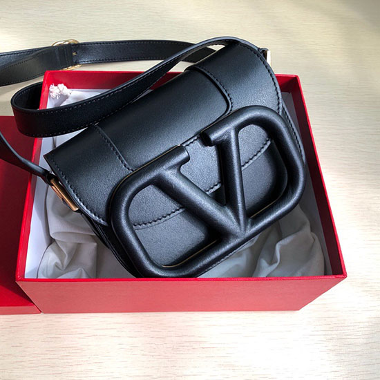 Valentino Petit Sac Bandoulière En Cuir De Veau Supervee Noir V07192