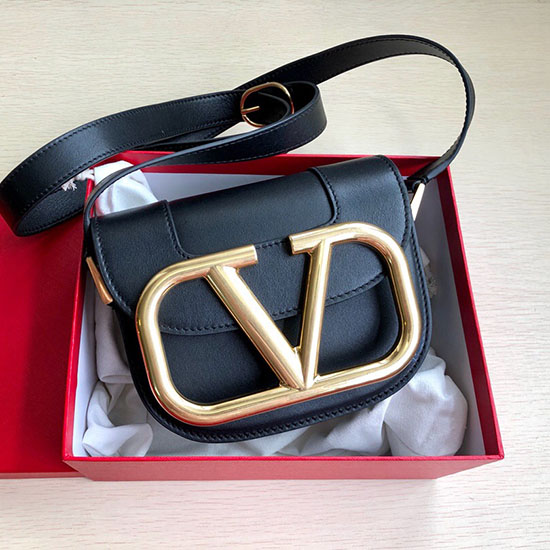 Valentino Petit Sac Bandoulière En Cuir De Veau Supervee Noir V07194