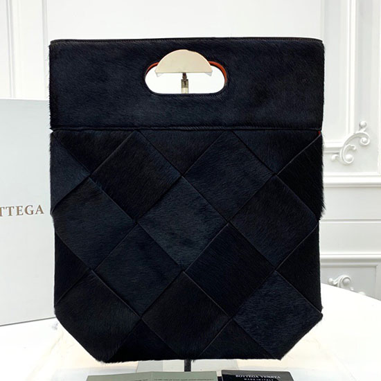 Bottega Veneta Kis Csúszócipő Fekete Póni Lux 574154 Színben