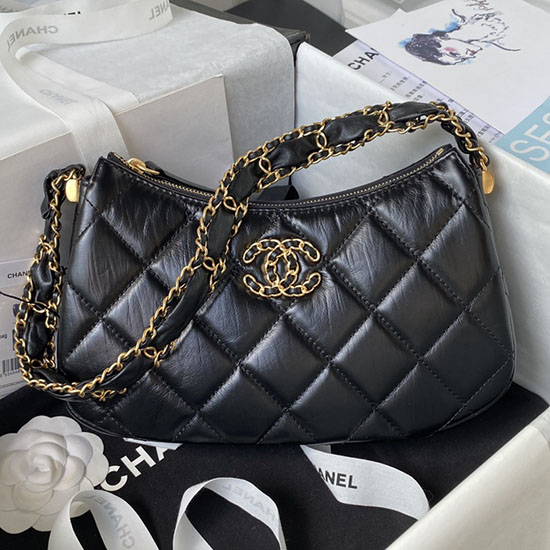 Chanel Borjúbőr Hobo Táska Fekete As4422