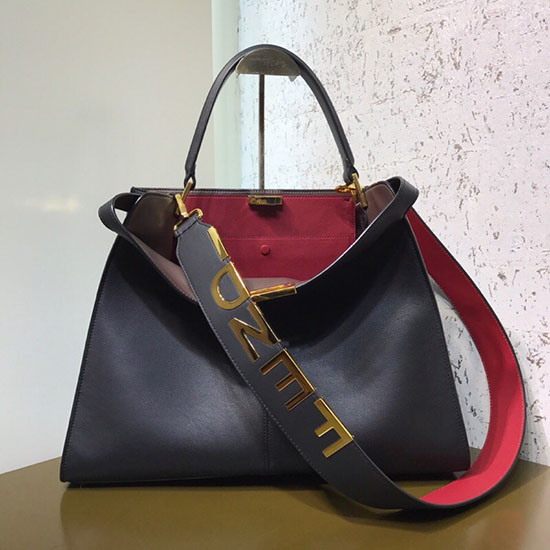 Fendi Puha Borjúbőr Peekaboo X-lite Táska Fekete F83041