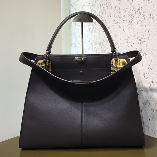 Fendi Puha Borjúbőr Peekaboo X-lite Táska Fekete F83042