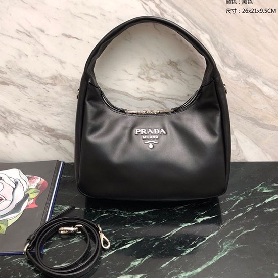 Prada Borjúbőr Hobo Táska Fekete 1bc132