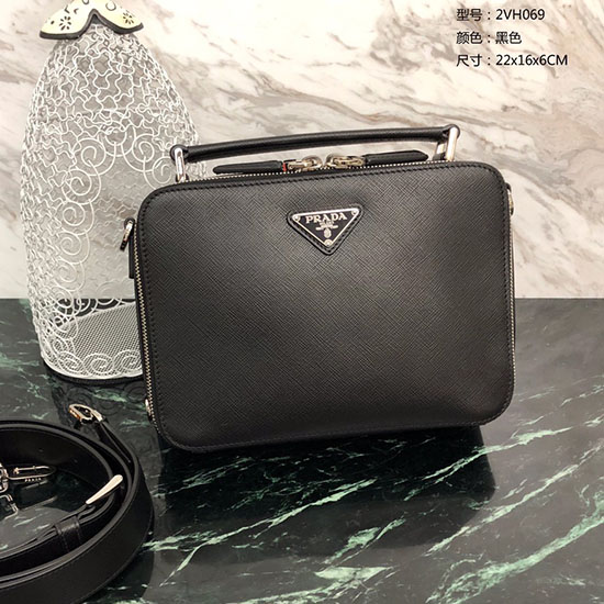 Prada Brique Saffiano Bőrtáska Fekete 2vh069