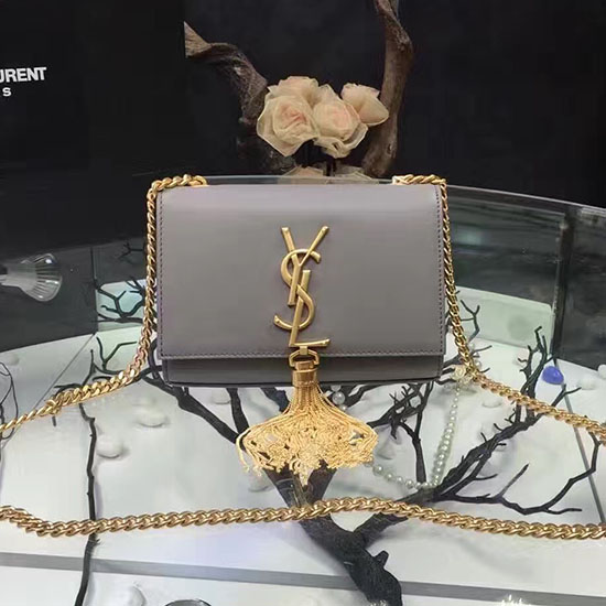 Saint Laurent Kis Kate Monogram Bojt Sima Bőr Válltáska Szürke Y121260