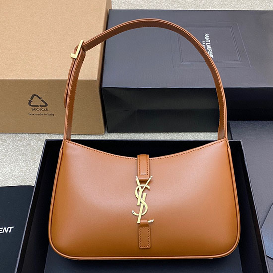 Saint Laurent Monogram Sima Bőr Hobo Táska Barna 657228