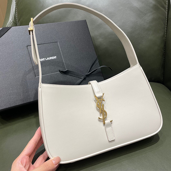 Saint Laurent Monogram Sima Bőr Hobo Táska Fehér 657228