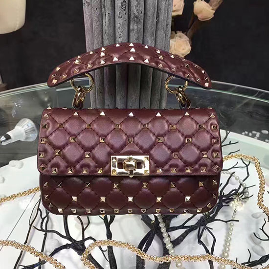 Valentino Garavani Rockstud Spike Kistáska Bordó Báránybőr V281110