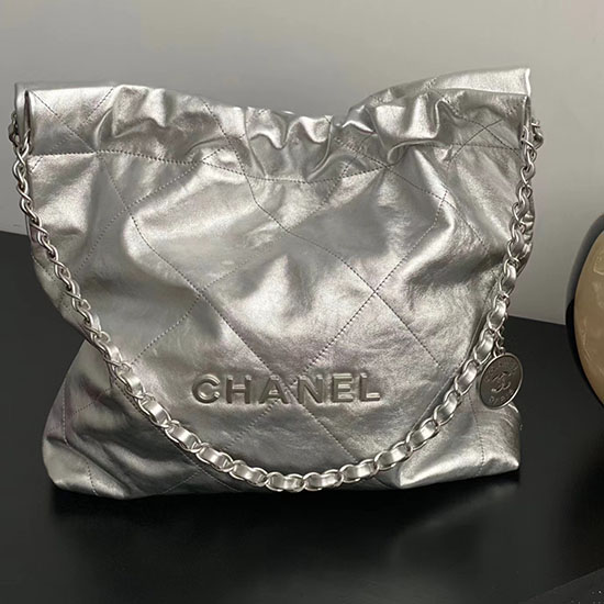 Chanel Handtas Glanzend Kalfsleer Zilver As3261