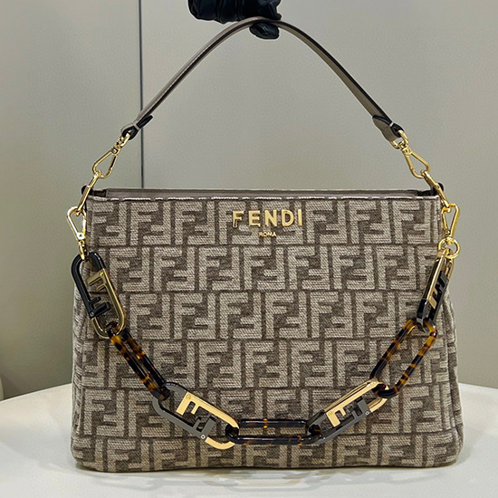 Fendi Olock Tas Van Tapijtstof Met Ritssluiting Beige F8580