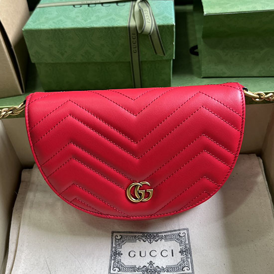 Gucci Gg Marmont Mini-tas Met Gematelasseerde Ketting Rood 746431