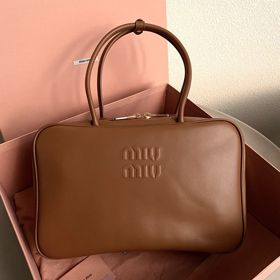 Miu Miu Leren Tas Met Handvat Camel 5bb117