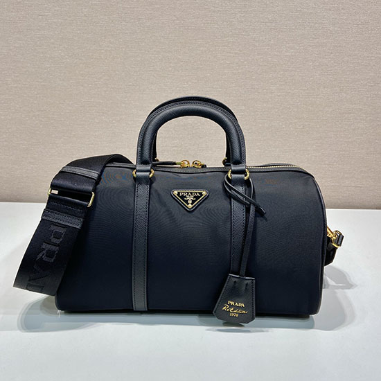 Prada Nylon Tas Met Handvat Aan De Bovenkant Zwart 1bb233