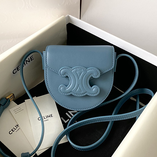 Celine Mini Besace Cuir Triomphe Blå C35105