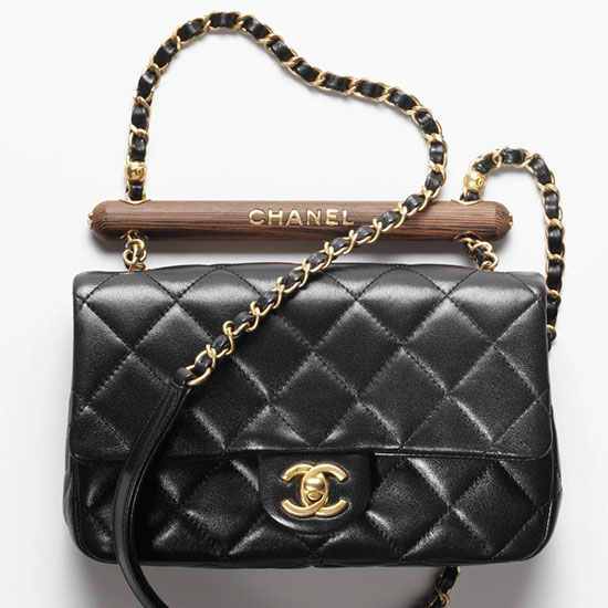 Chanel Liten Klaffveske Med Topphåndtak As4151