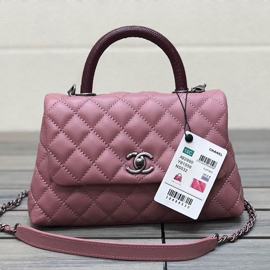 Chanel Liten Klaffveske Med Topphåndtak Rosa A92990