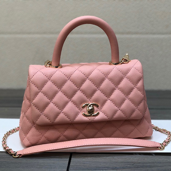 Chanel Liten Klaffveske Med Topphåndtak Rosa A92990