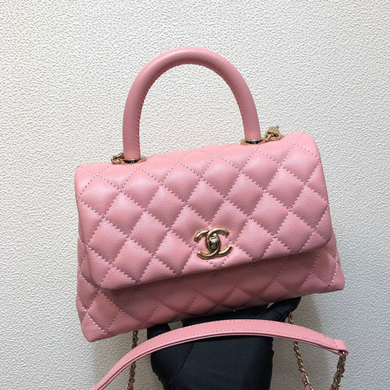 Chanel Liten Klaffveske Med Topphåndtak Rosa A92990