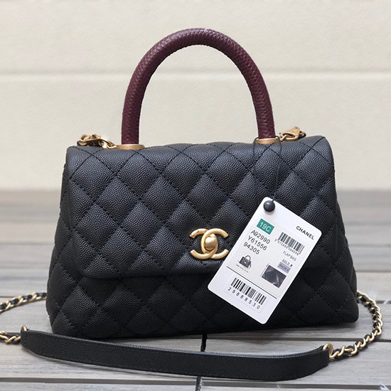 Chanel Liten Klaffveske Med Topphåndtak Svart A929904