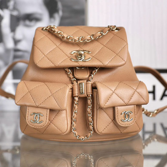 Chanel Liten Ryggsekk Brun As3787