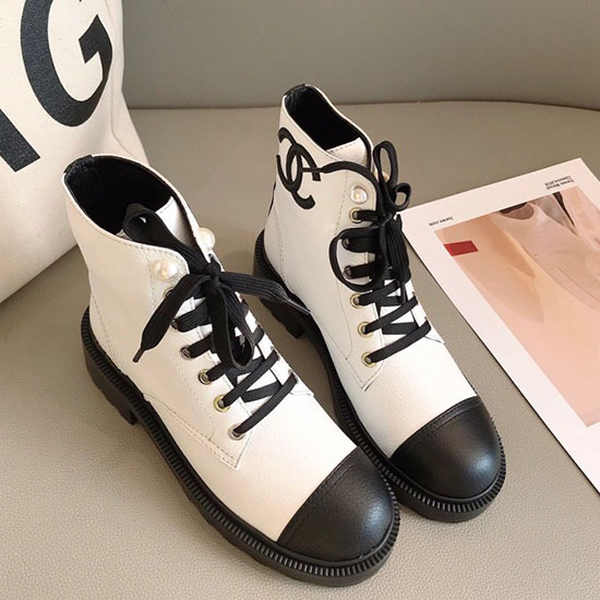 Buty Chanel Ze Skóry Cielęcej Zbożowej Białe Cs09274