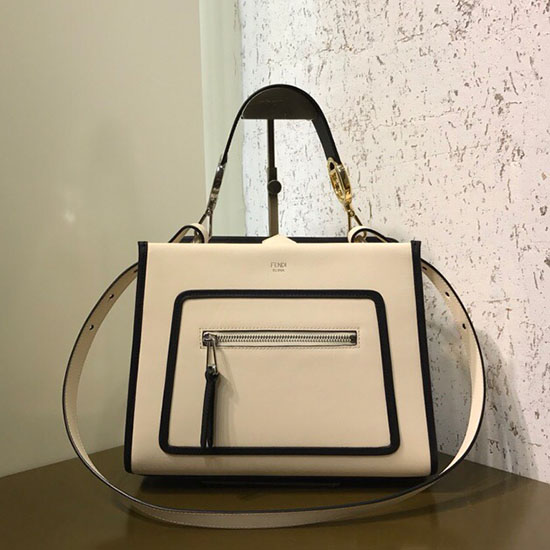 Fendi Runaway Mała Torba Typu Tote Bag W Kolorze Złamanej Bieli F83441