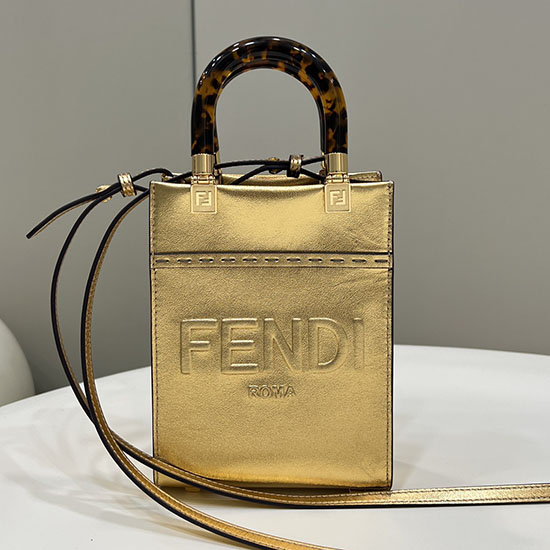 Fendi Sunrise Mini Torba Materiałowa Złota F8376