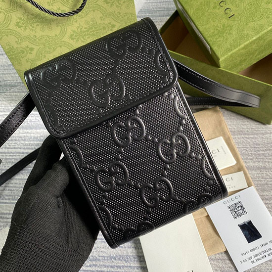 Gucci Gg Embossed Mini Torebka Czarna 625571