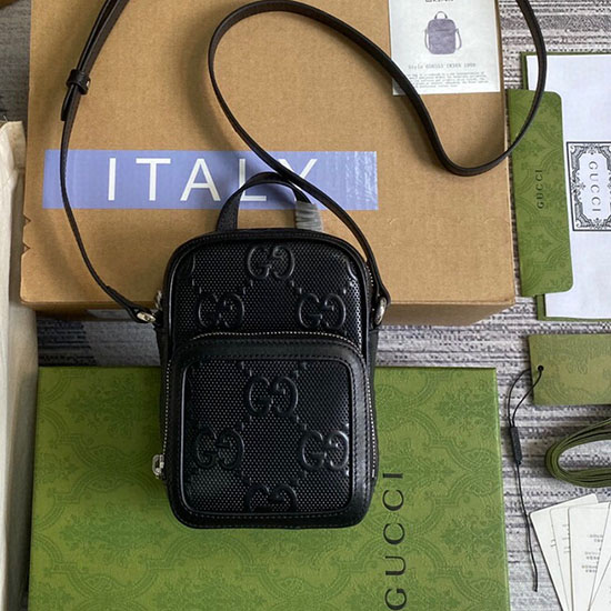 Gucci Gg Embossed Mini Torebka Czarna 658553