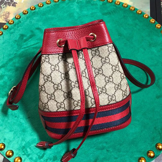 Gucci Gg Supreme Torba Na Wiadro Czerwona 550620