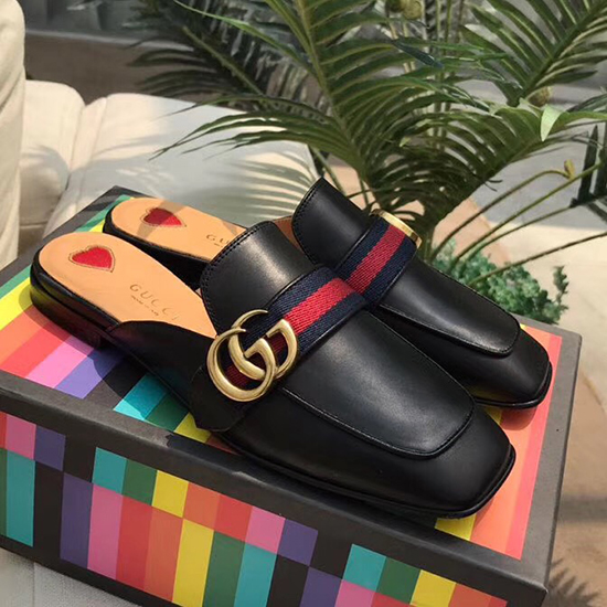 Gucci Skórzany Pantofelek Czarny 423694