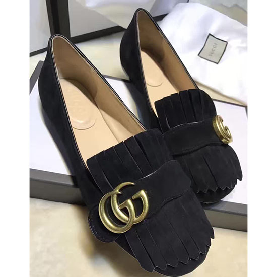 Gucci Zamszowe Baletki Czarne 453373