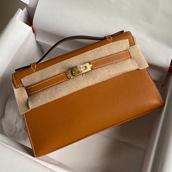 Hermes Swift Kelly Pochette Brązowa Hk2210