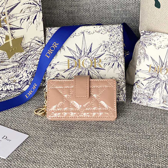 Lady Dior Patentowe Jaśminowe Etui Na Karty Różowe S0074