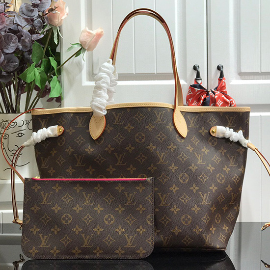 Louis Vuitton Płótno Z Monogramem Neverfull Mm Brzoskwiniowy N41605