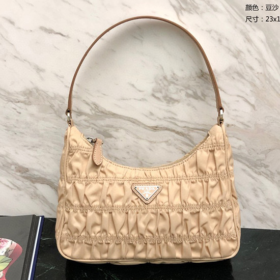 Prada Nylonowa Torba Hobo Beżowa 1ne204