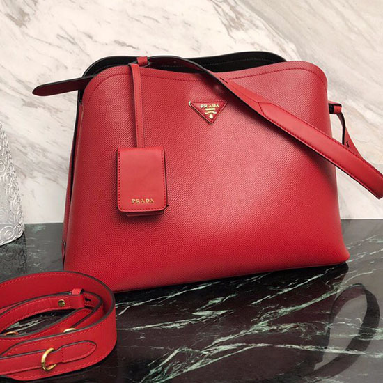 Prada Saffiano Skórzana Torebka Poranek Czerwona 1ba249