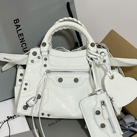 Skórzana Torba Na Ramię Balenciaga Neo Classic City Xs Biała B700940