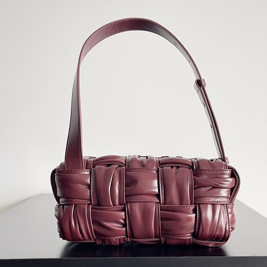 Torba Hobo Bottega Veneta Ze Skóry Cielęcej Bordowa B736233