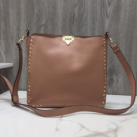 Torba Hobo Z Miękkiej Skóry Cielęcej Valentino Różowa V50031