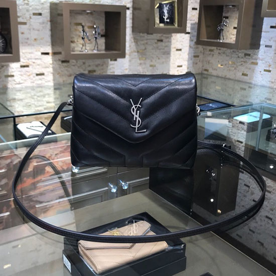 Torba Na Zabawki Saint Laurent Loulou Z Czarnej Skóry Matowej 467072