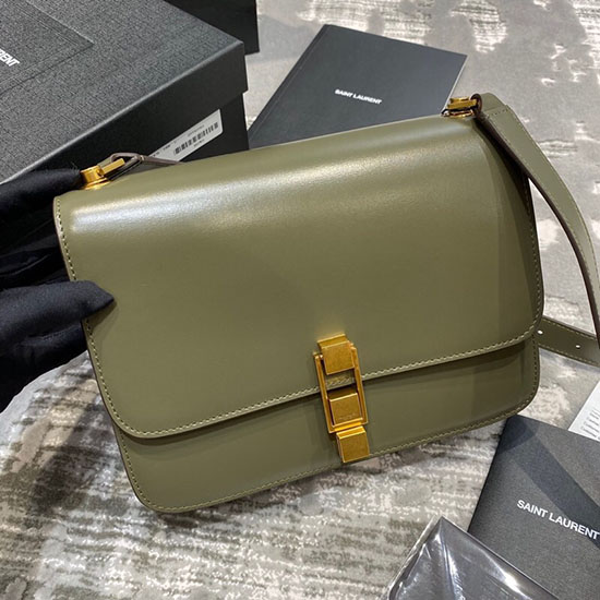 Torba Saint Laurent Carre Z Zielonej Gładkiej Skóry 585060