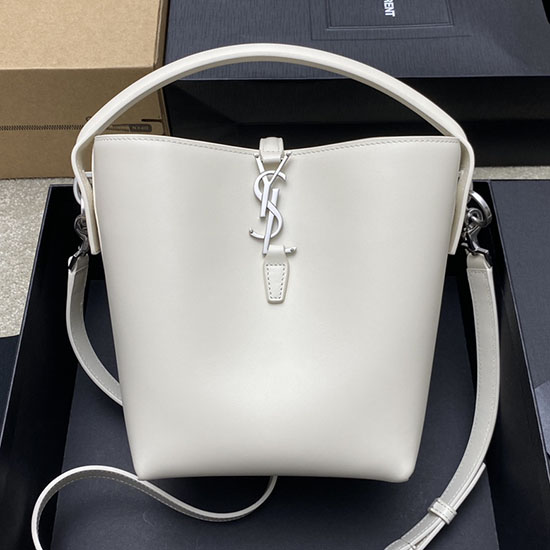 Ysl Mała Skórzana Torba Typu Bucket Le 37 Biała 749036